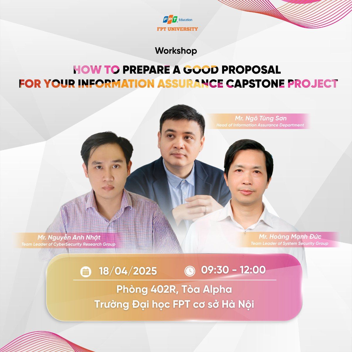 WORKSHOP | HOW TO PREPARE A GOOD PROPOSAL FOR YOUR INFORMATION ASSURANCE CAPSTONE PROJECT