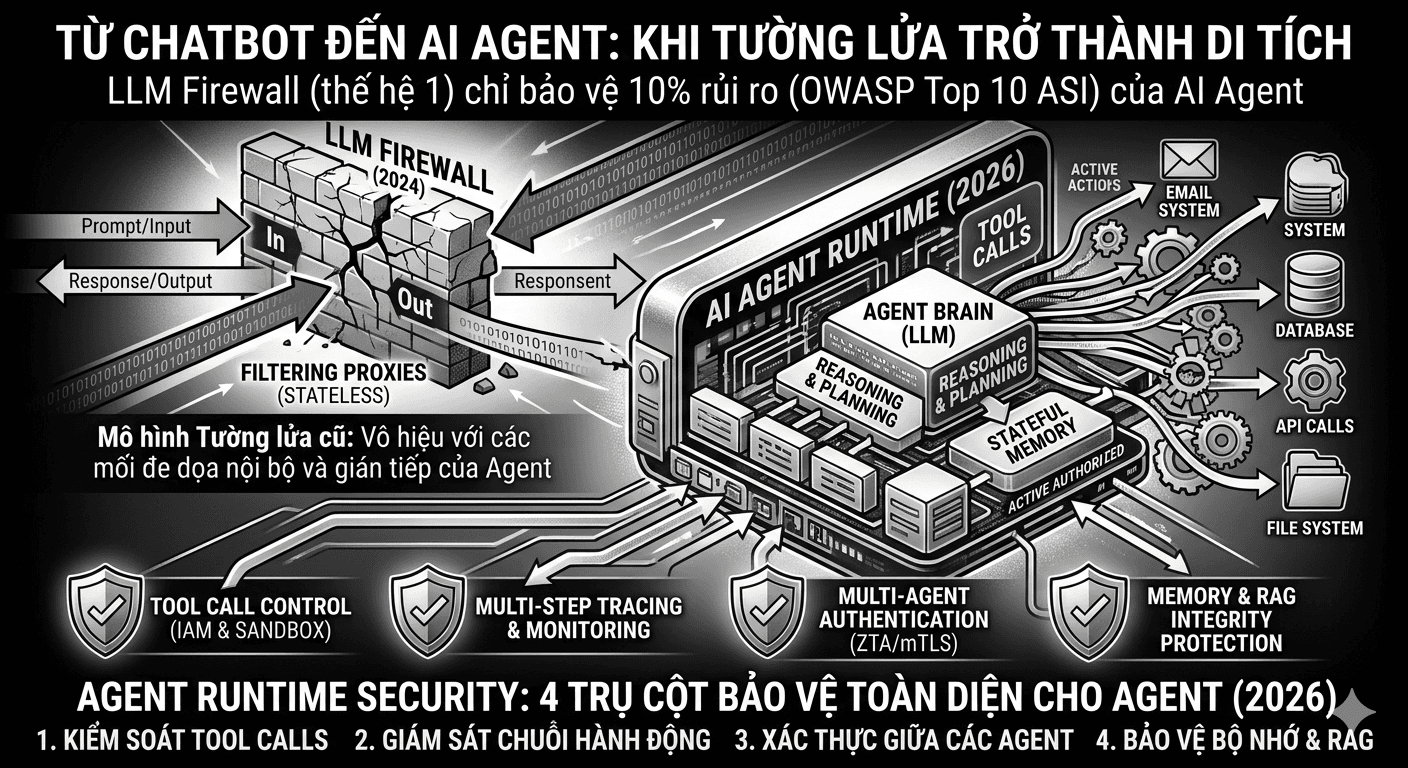 LLM Firewall Lỗi Thời Trước Khi Kịp Ra Đời: Vì Sao Bảo Vệ Chatbot Không Còn Đủ Trong Thế Giới AI Agent