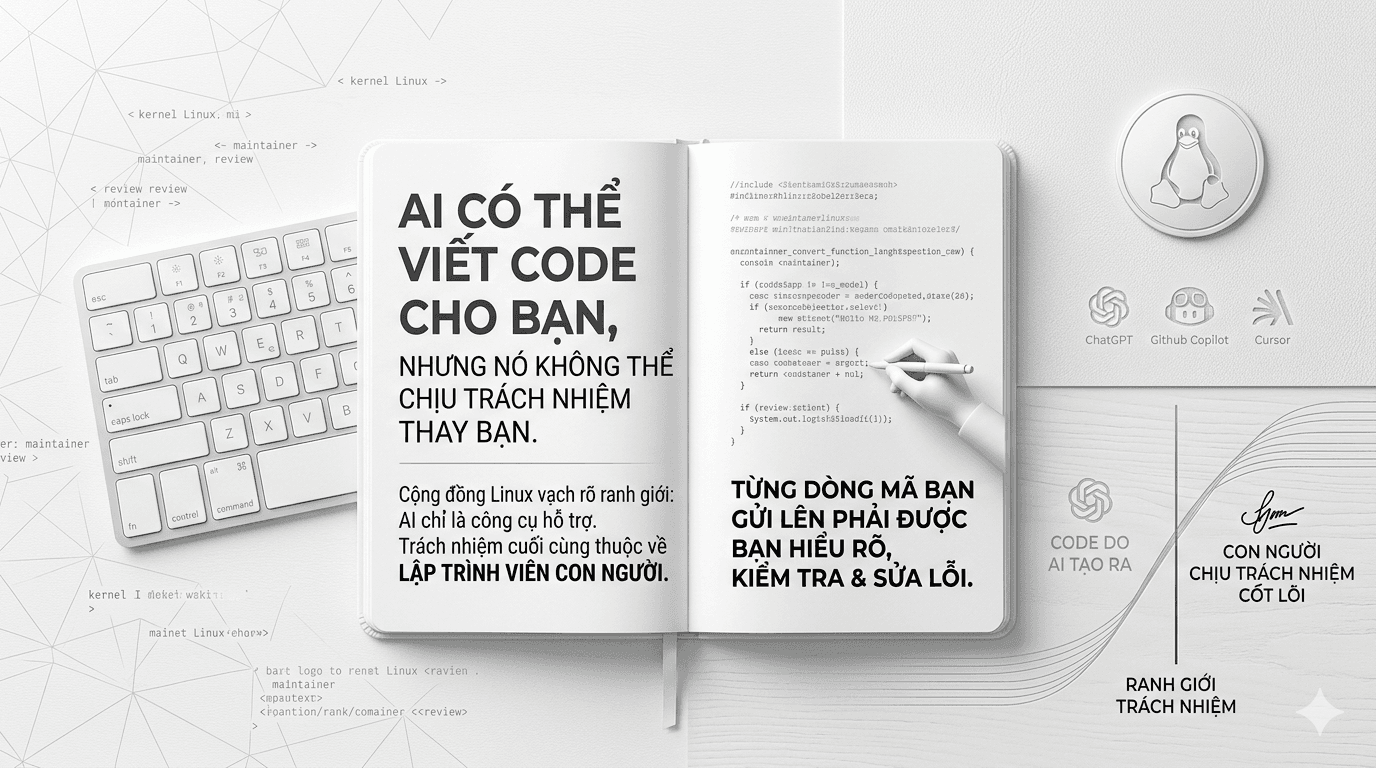 Linux vạch ranh giới với AI trong lập trình: công cụ có thể dùng, trách nhiệm không thể chuyển giao