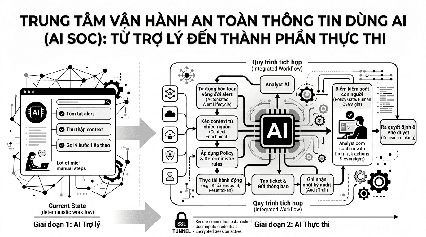 AI SOC không nằm ở chỗ hiểu alert nhanh hơn, mà ở chỗ xử lý được công việc đến cùng